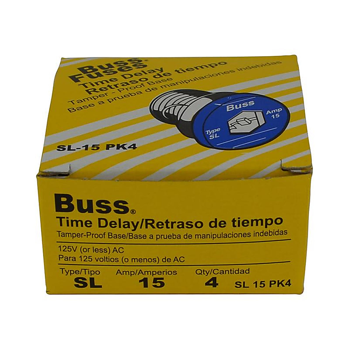 Bussmann - SL-15PK4 - 15 amps Tamper Proof Plug Fuse - 4/Pack