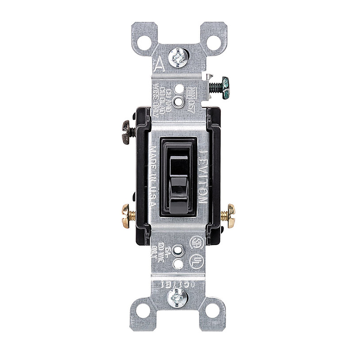Leviton - 01453-02E - 15 amps Three Pole 3-Way Toggle AC Quiet Switch Black 1 pk