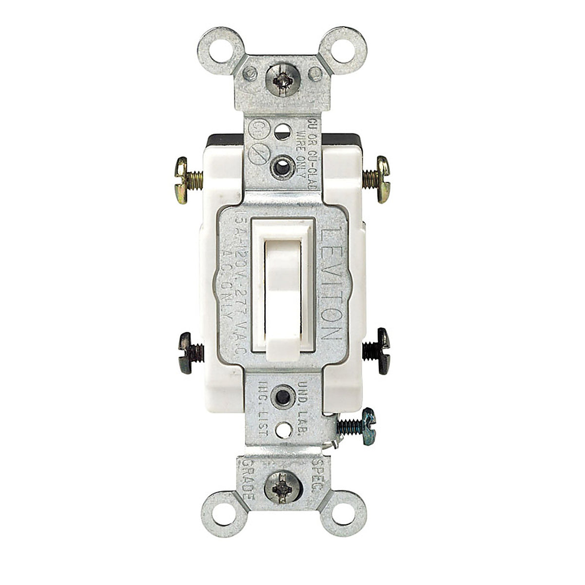 Leviton - 54504-02W - Commercial 15 amps Toggle AC Quiet Switch White 1 pk