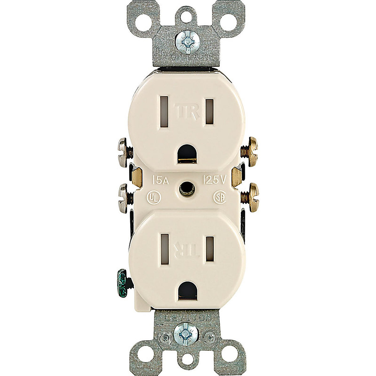 Leviton - T5320-00T - 15 amps 125 volt Duplex Light Almond Outlet 5-15R - 1/Pack