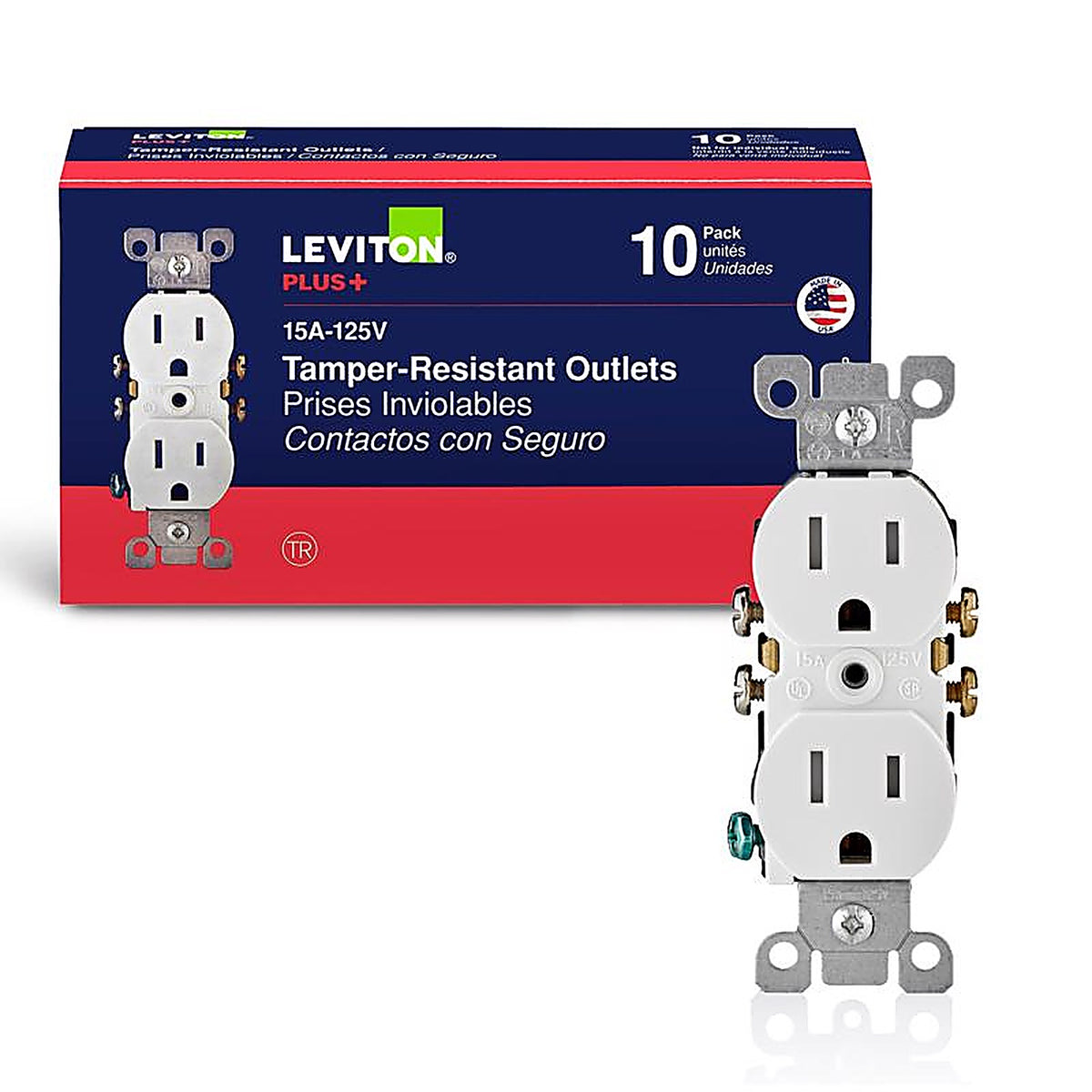 Leviton - T5320-WMP - 15 amps 125 volt Duplex White Outlet 5-15R - 10/Pack
