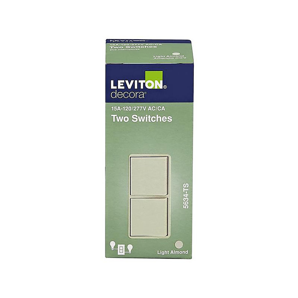 Leviton - 05634-0TS - Decora 15 amps Single Pole Combination AC Quiet Switch Light Almond - 1/Pack
