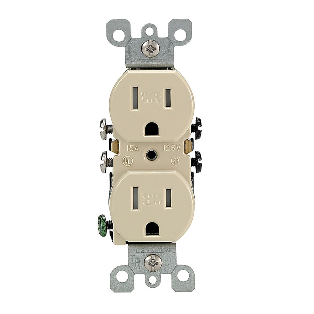 Leviton - W5320-T0I - 15 amps 125 V Duplex Ivory Outlet 5-15R 1 pk