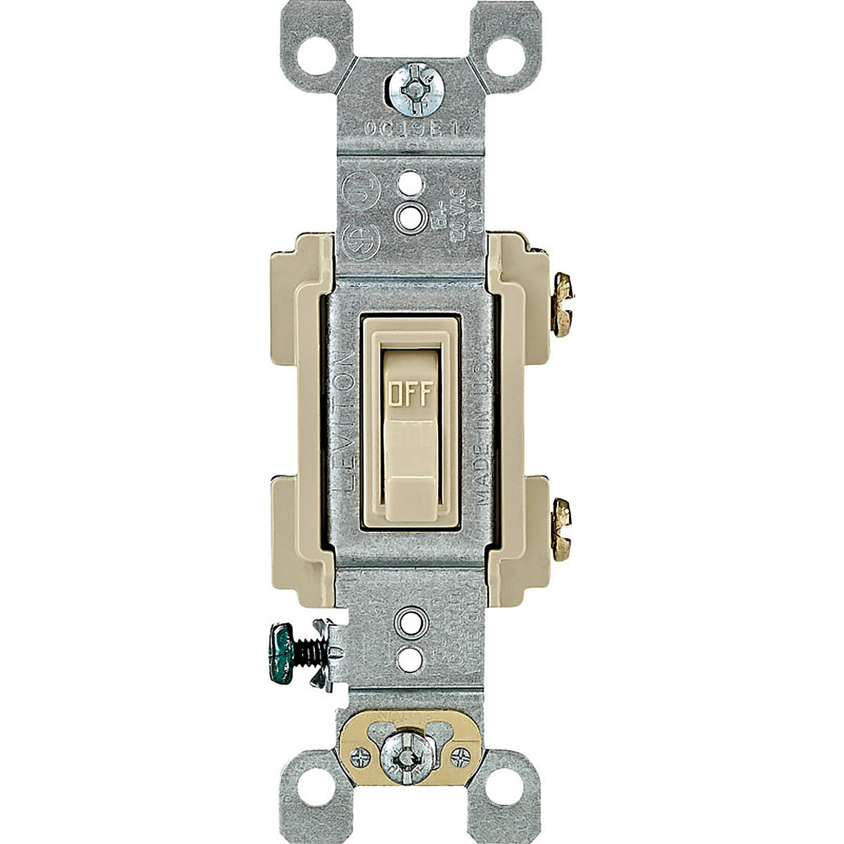 Leviton - RS115-ICP - 15 amps Single Pole Toggle AC Quiet Switch Ivory - 1/Pack
