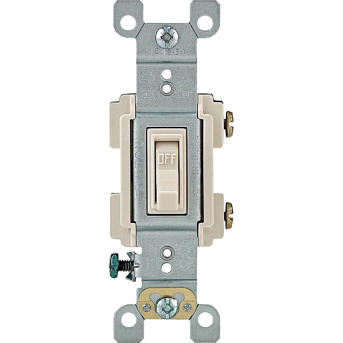 Leviton - RS115-TCP - Framed 15 amps Toggle Switch Light Almond - 1/Pack