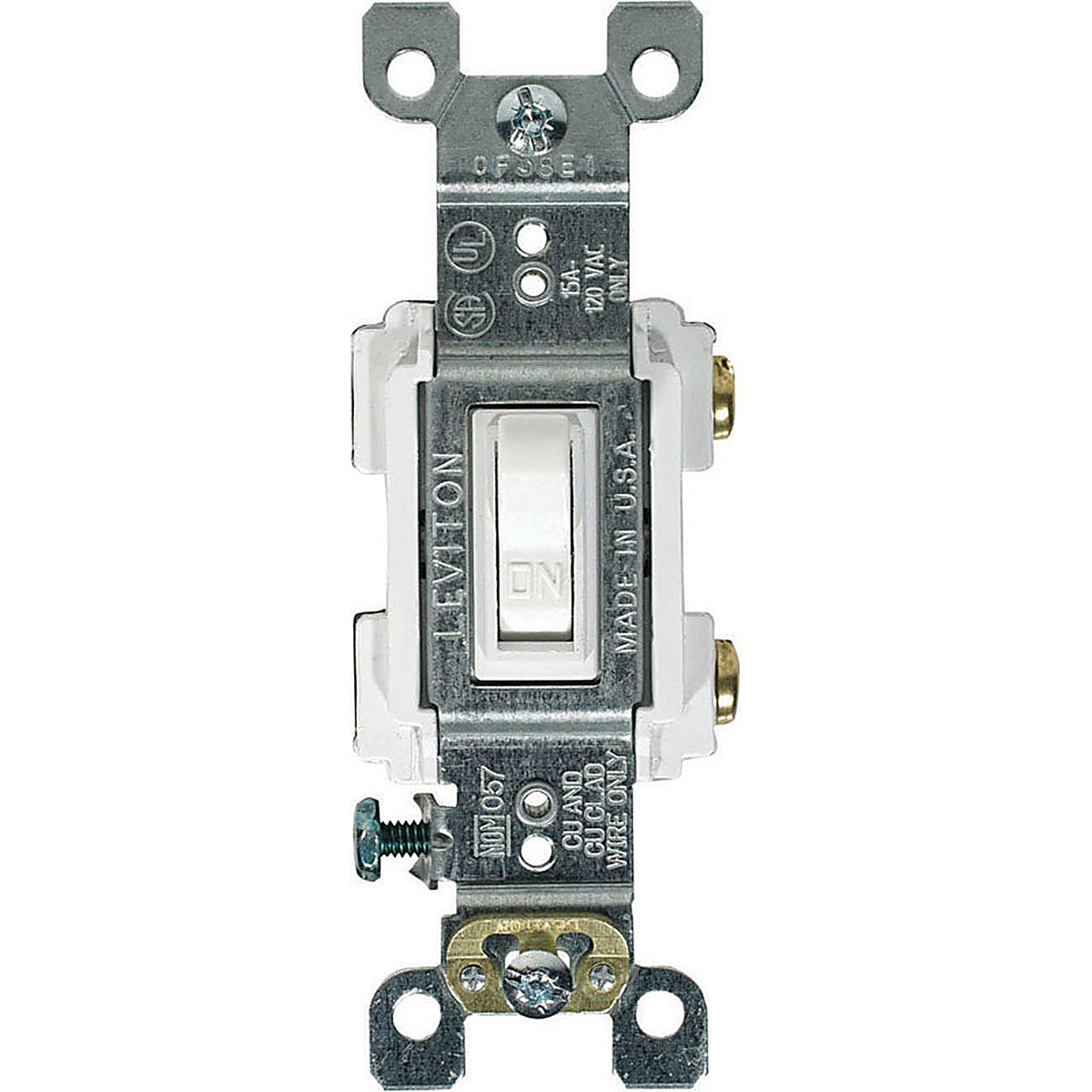 Leviton - RS115-WCP - 15 amps Single Pole Toggle AC Quiet Switch White - 1/Pack