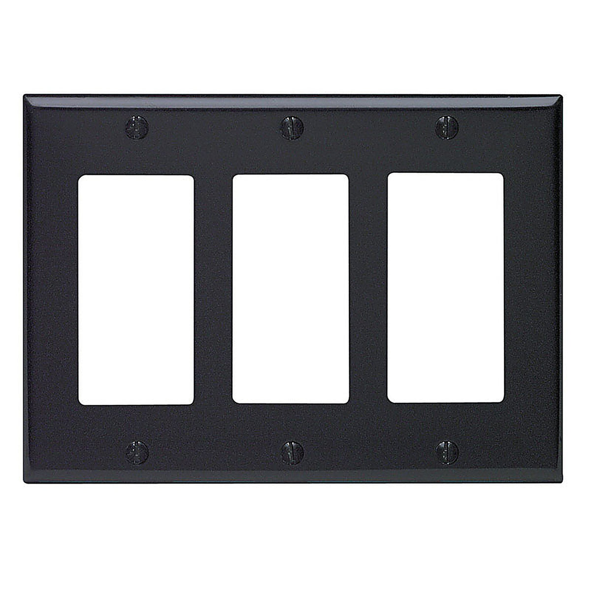 Leviton - 80411-00E - Black 3 gang Thermoset Plastic Decorator Wall Plate 1 pk