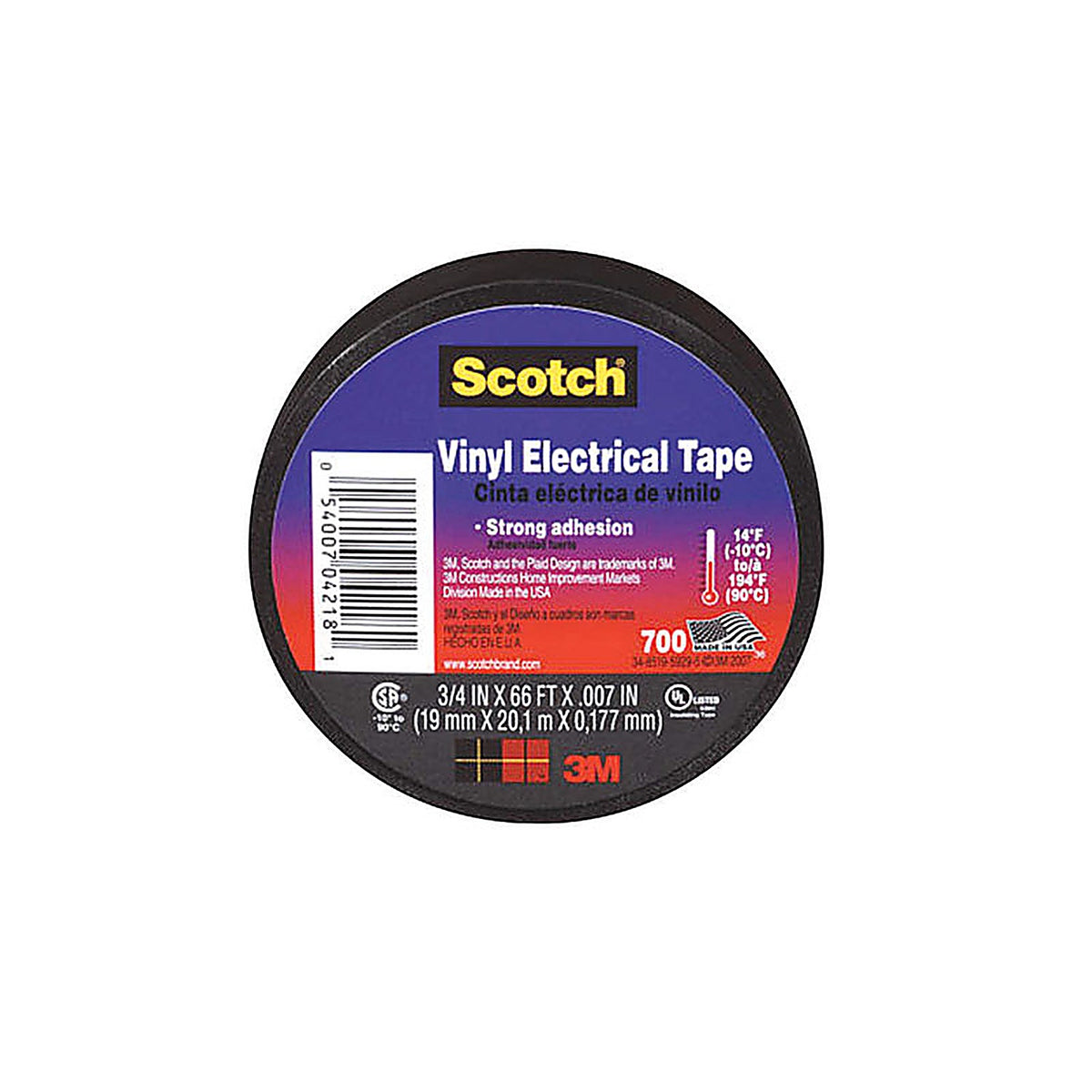 3M - 4218-BA-40 - Scotch 3/4 in. W x 66 ft. L Black Vinyl Electrical Tape