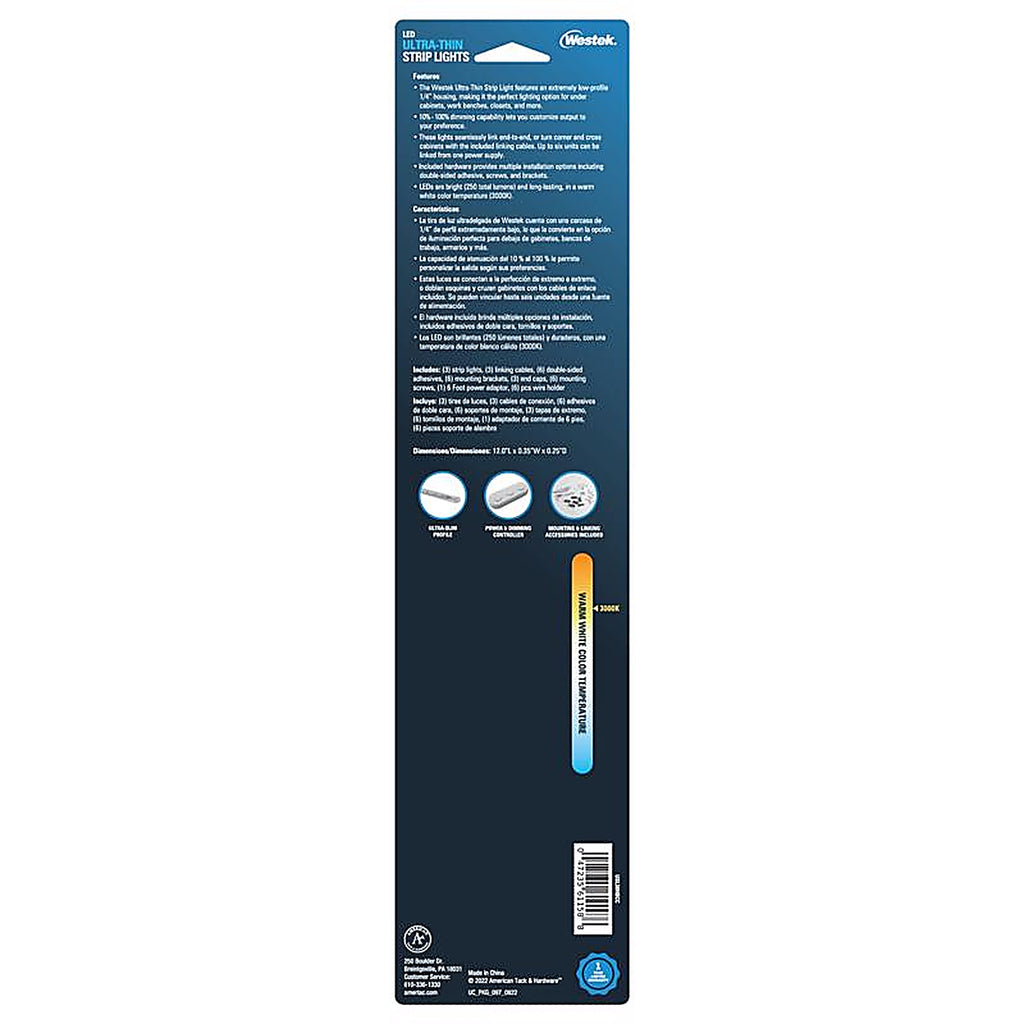 Amerelle - USL30HBCC - 12 in. L White Plug-In LED Strip Light