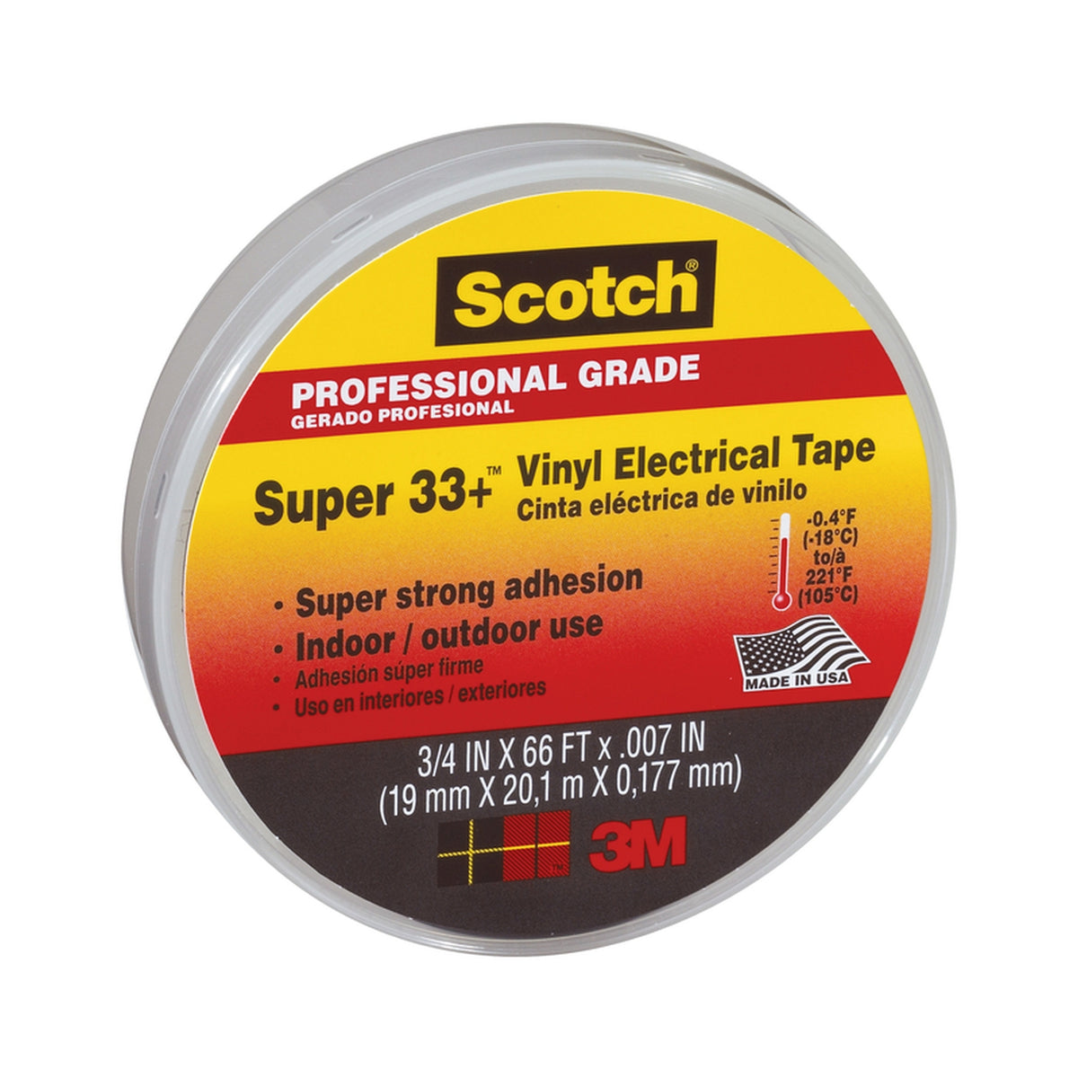 3M - 6132-BA-100 - Scotch Super 33+ 3/4 in. W x 66 ft. L Black Vinyl Electrical Tape