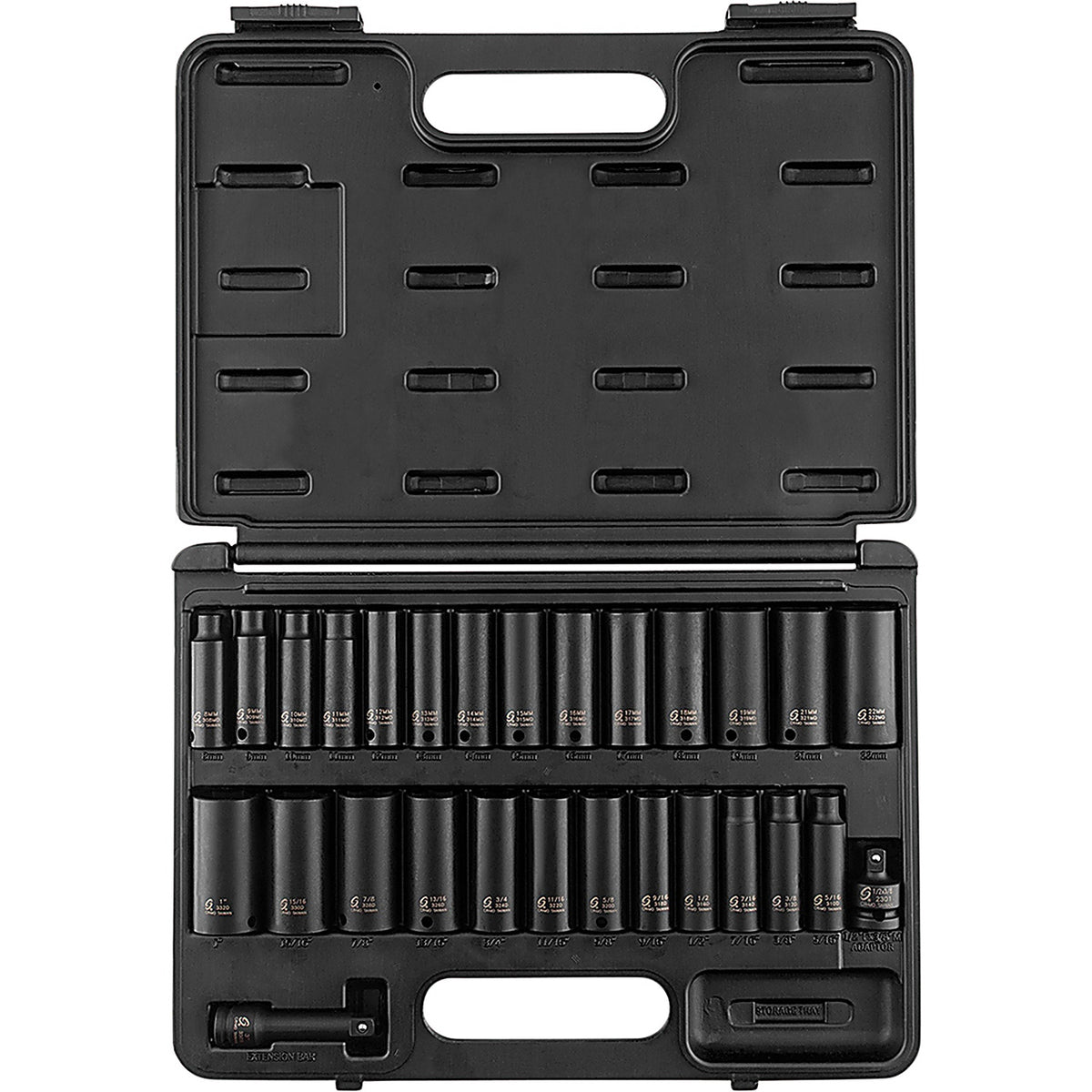 Sunex Tools - 3360DD - 28 Pc. 3/8 in Drive SAE & Metric Master Double Deep Impact Socket Set