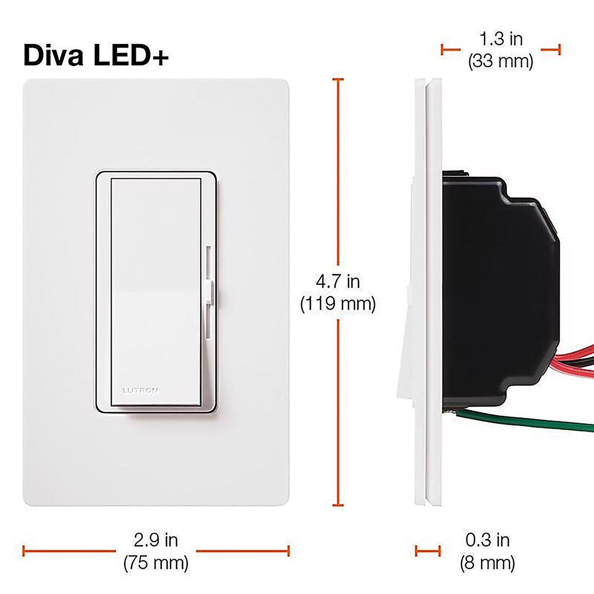 Lutron - DVWCL-153PH-WH - Diva White 150 watt 3-Way Dimmer Switch - 1/Pack