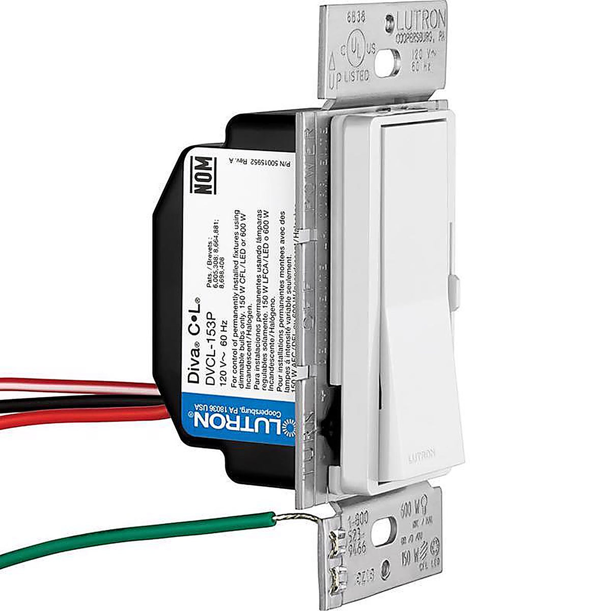 Lutron - DVWCL-153PH-WH - Diva White 150 watt 3-Way Dimmer Switch - 1/Pack