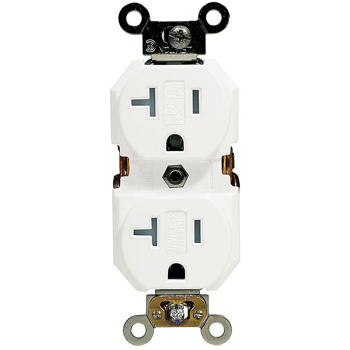 Leviton - TBR20-00W - 20 amps 125 V Duplex White Outlet 5-20R 1 pk
