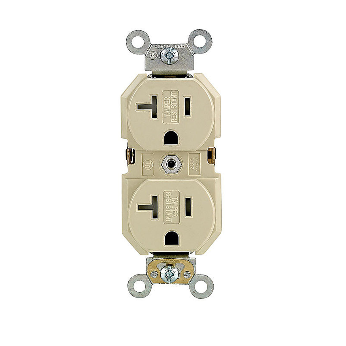 Leviton - TBR20-00I - 20 amps 125 V Duplex Ivory Outlet 5-20R 1 pk