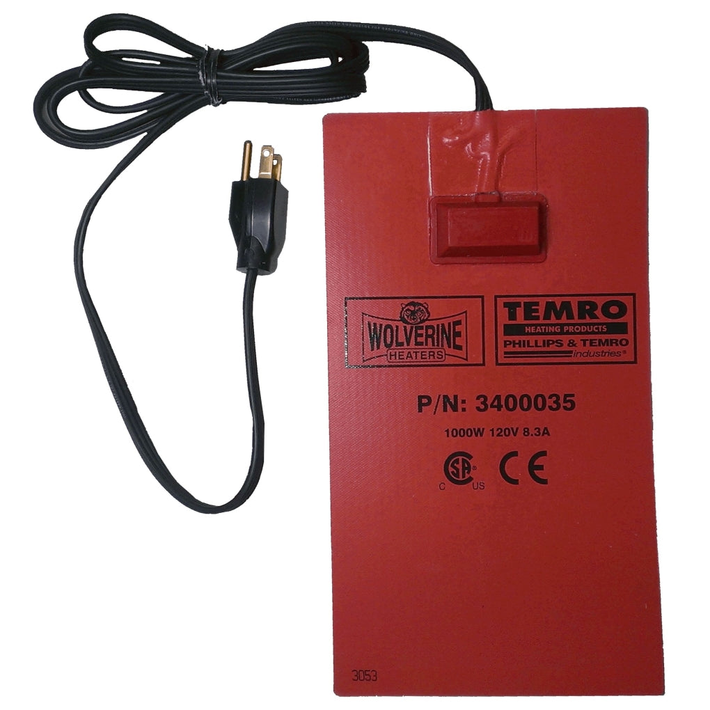 ZeroStart - 3400035 - Silicone Pad, Adhesive - 1000W, 120V, 8.3A - 6in. x 10-3/4in. CSA/CE