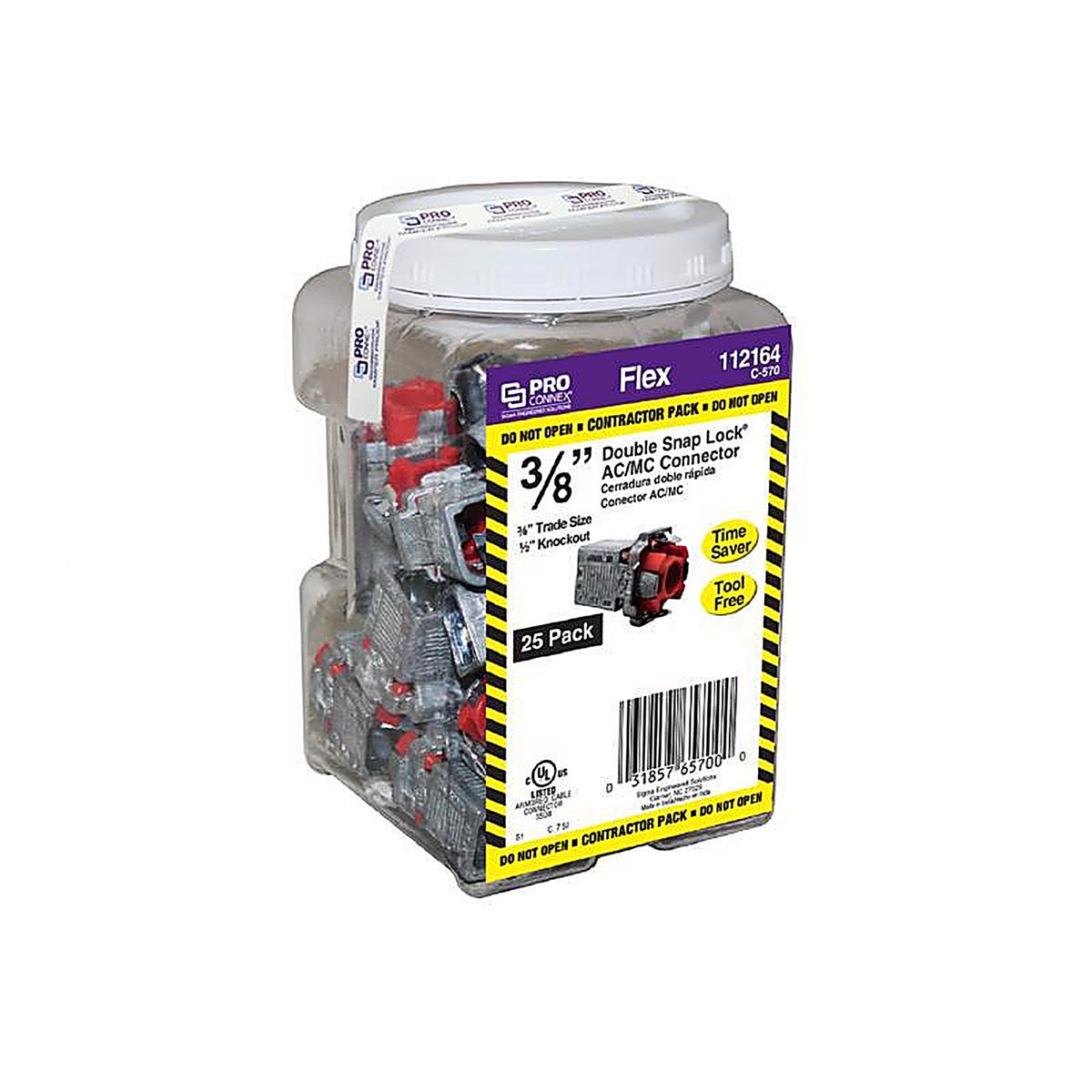Sigma Electric - C-570 - Double Snap Lock 3/8 in. Dia. Die-Cast Zinc Flex Connector For AC, MC and FMC/RWFMC