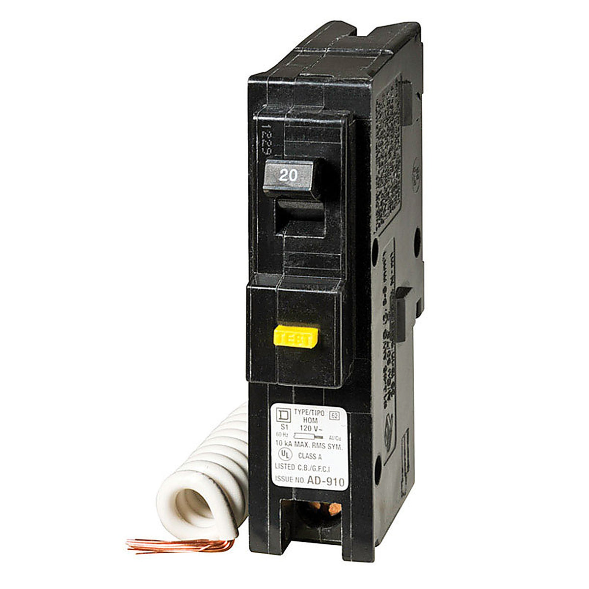 Square D - HOM120GFICP - HomeLine 20 amps Surge Single Pole Circuit Breaker