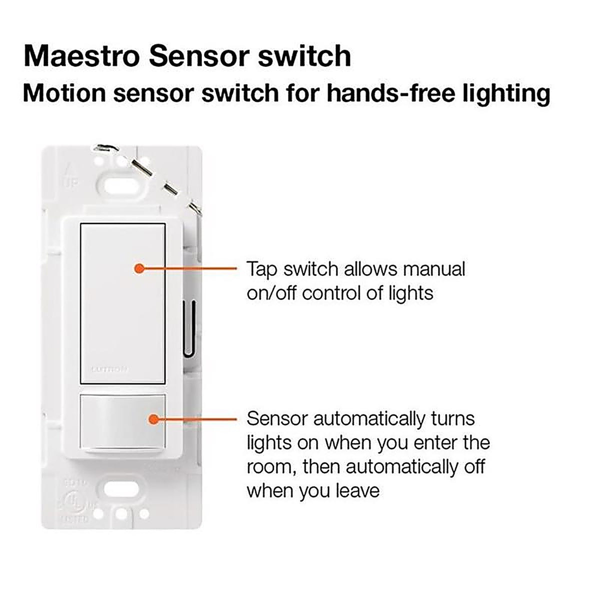 Lutron - MS-OPS2H-IV - Maestro Occupancy Single pole Motion Sensor Switch Ivory - 1/Pack