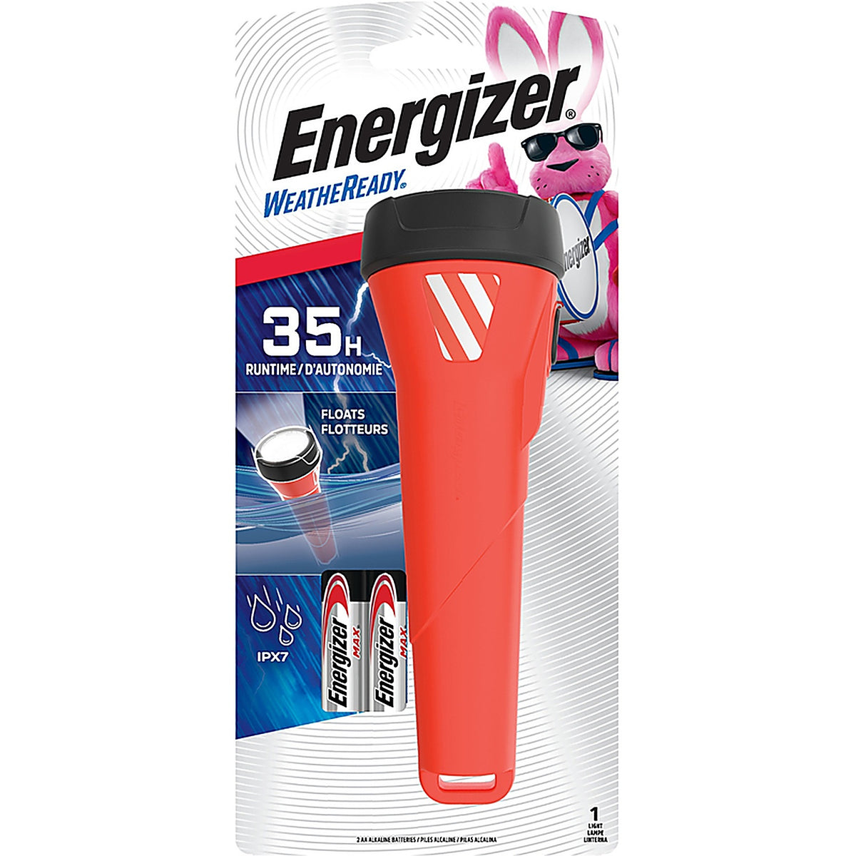 Energizer - WRWP21E - Weatheready 55 lumens Black/Red LED Flashlight AA Battery