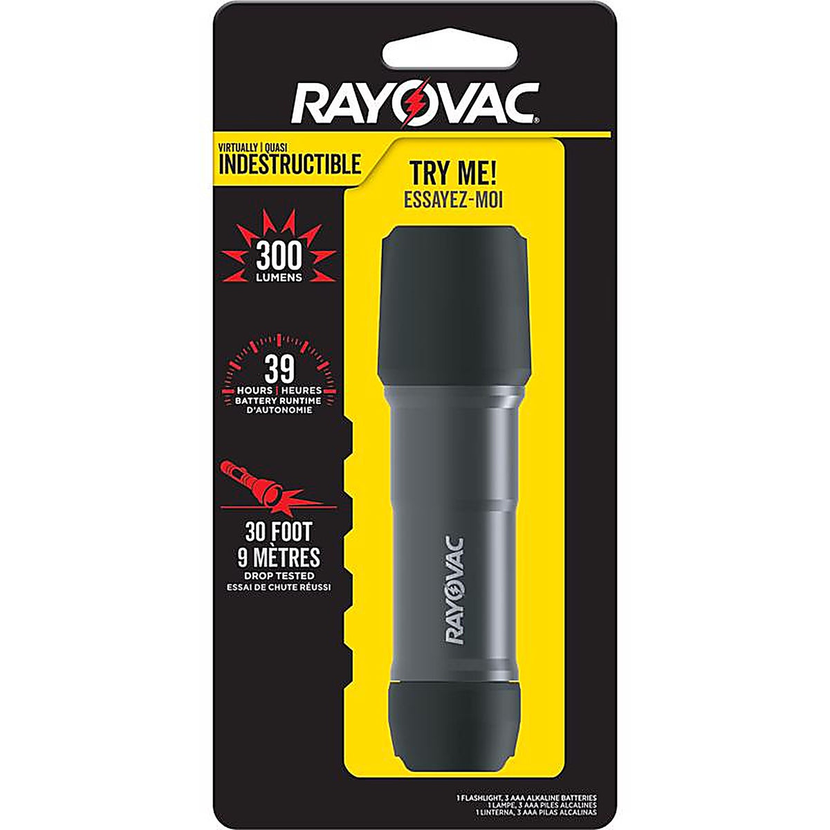 Rayovac - DIY3AAA-BE - Workhorse Pro 250 lumens Black LED Flashlight AAA Battery