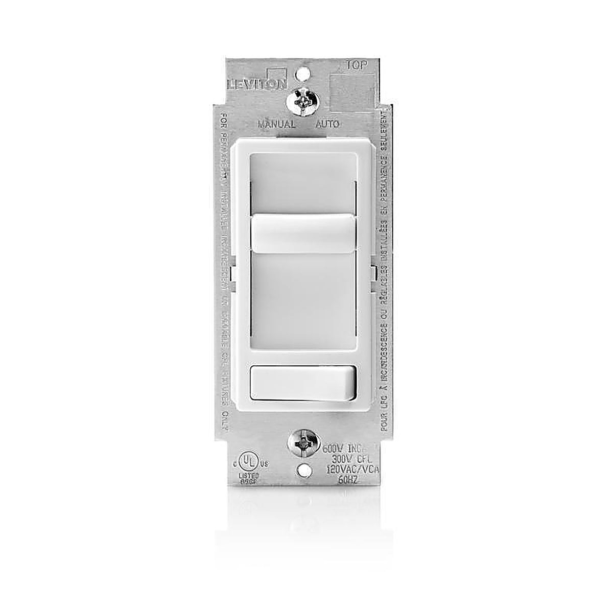 Leviton - C22-06672-1LW - Decora SureSlide White 600 watt Slide Dimmer Switch - 1/Pack