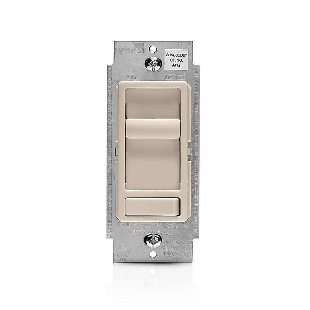 Leviton - R68-06674-P0T - SureSlide Light Almond 600 watt Preset Slide Dimmer Switch - 1/Pack