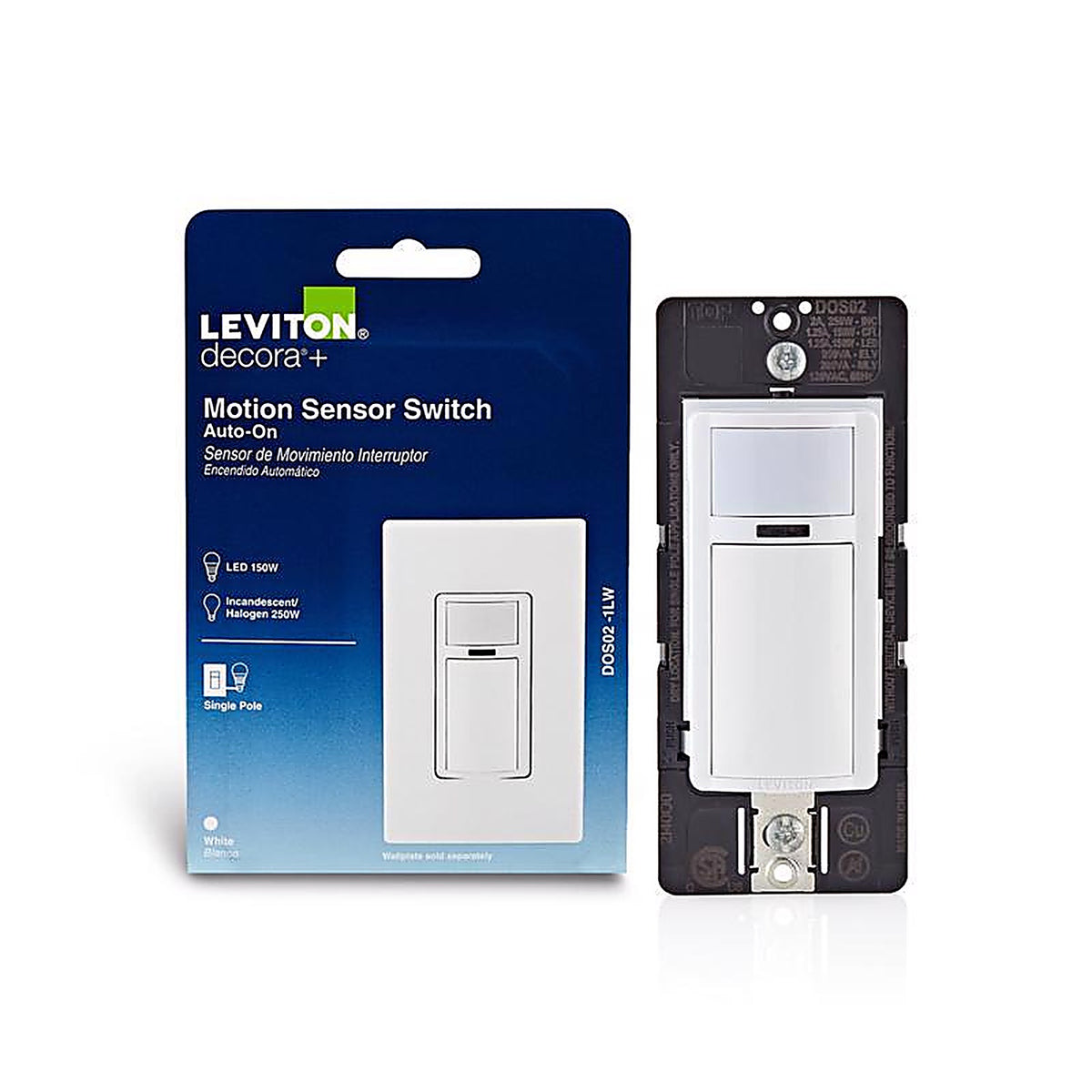 Leviton - DOS02-1LW - Decora 2.5 amps Single Pole Motion Sensor Switch White - 1/Pack