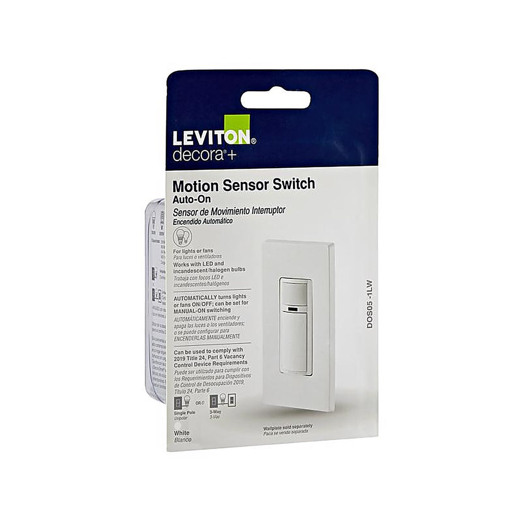 Leviton - DOS05-1LW - Decora Single Pole or 3-way Motion Sensor Switch White 1 pk