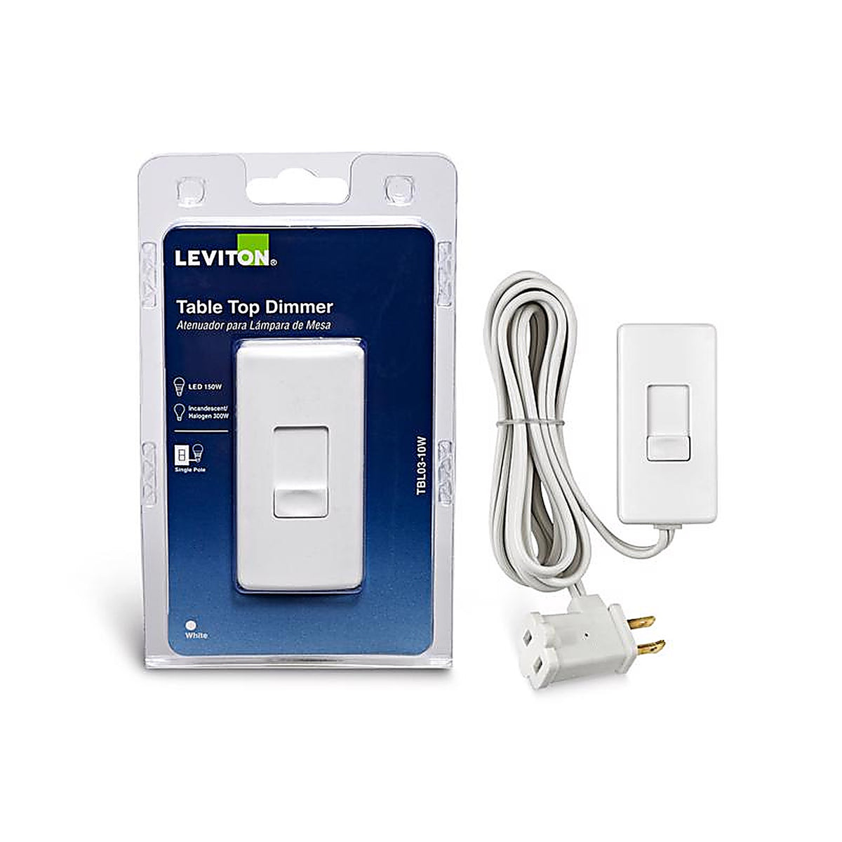 Leviton - R12-TBL03-10W - White 150/300 watt Slide Dimmer - 1/Pack