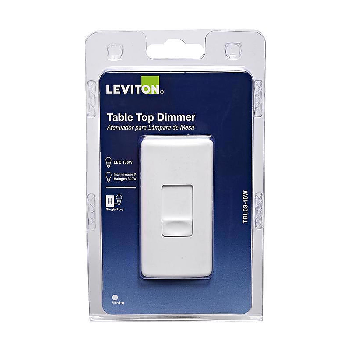Leviton - R12-TBL03-10W - White 150/300 watt Slide Dimmer - 1/Pack