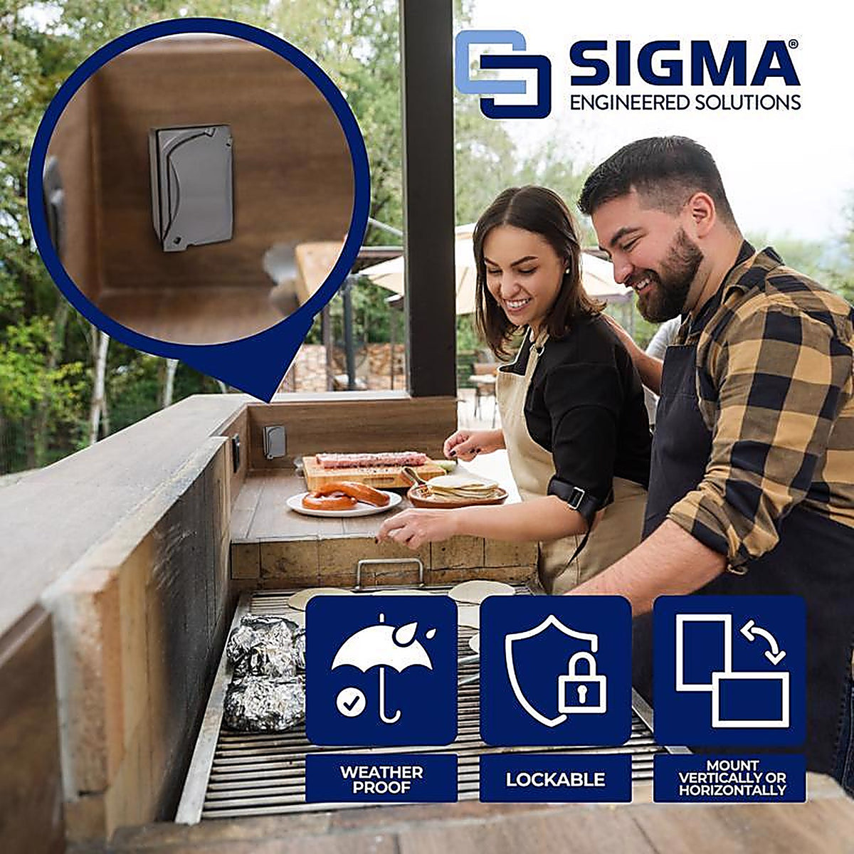Sigma Electric - 16449 - Rectangle Metal 1 gang GFCI Outlet Kit For Wet Locations