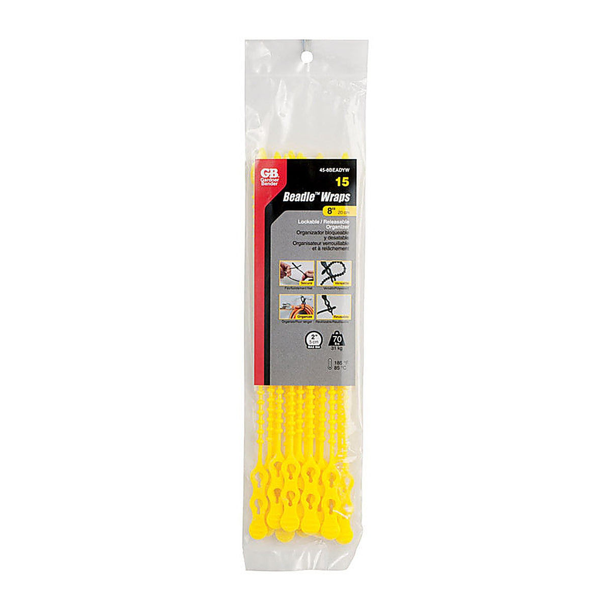 Gardner Bender - 45-12BEADYW - 12 in. L Yellow Beaded Cable Tie - 15/Pack