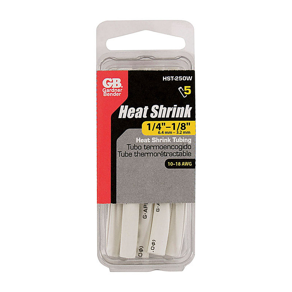 Gardner Bender - HST-250W - 1/4 in. Dia. Heat Shrink Tubing White - 5/Pack