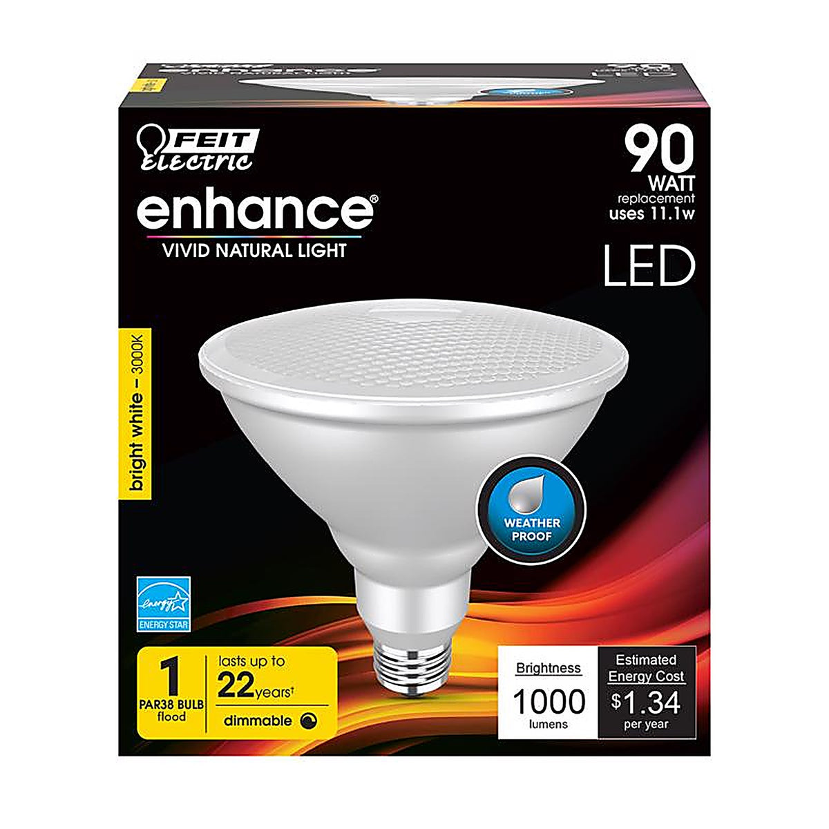 Feit Electric - PAR38DM/930CA - PAR38 E26 (Medium) LED Bulb Bright White 90 W 1 pk