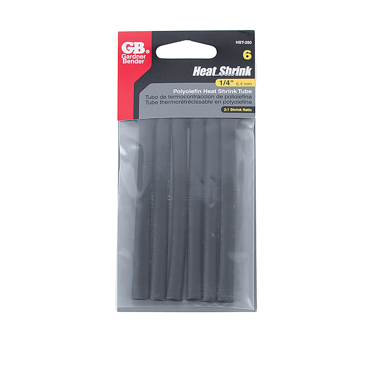 Gardner Bender - HST-250 - 1/4 in. Dia. Heat Shrink Tubing Black - 6/Pack