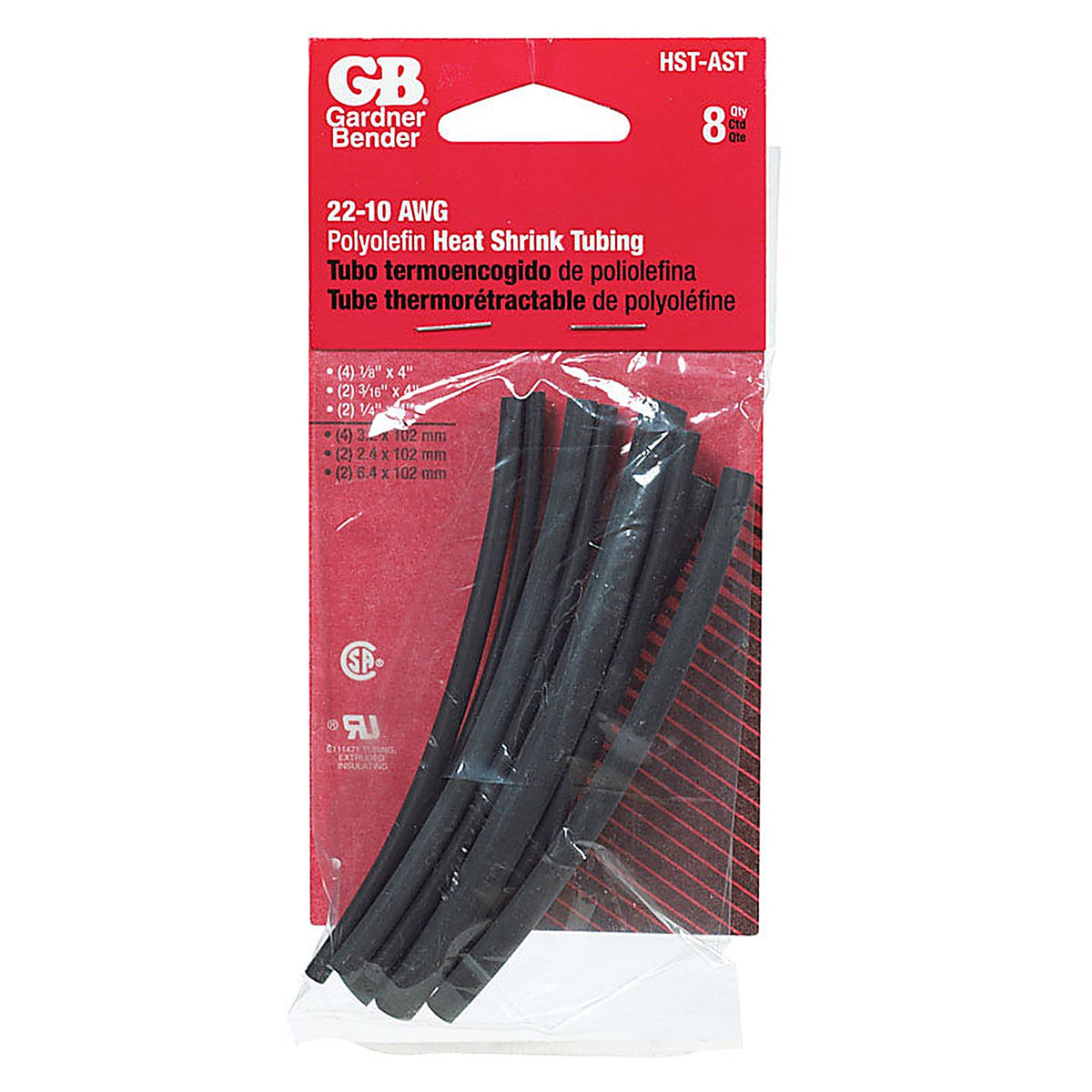 Gardner Bender - HST-AST - Heat Shrink Tubing Black - 8/Pack