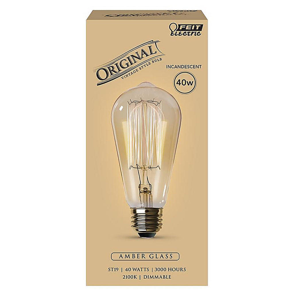 Feit - 40ST19 - The Original 40 W ST19 Vintage Incandescent Bulb E26 (Medium) Soft White 1 pk