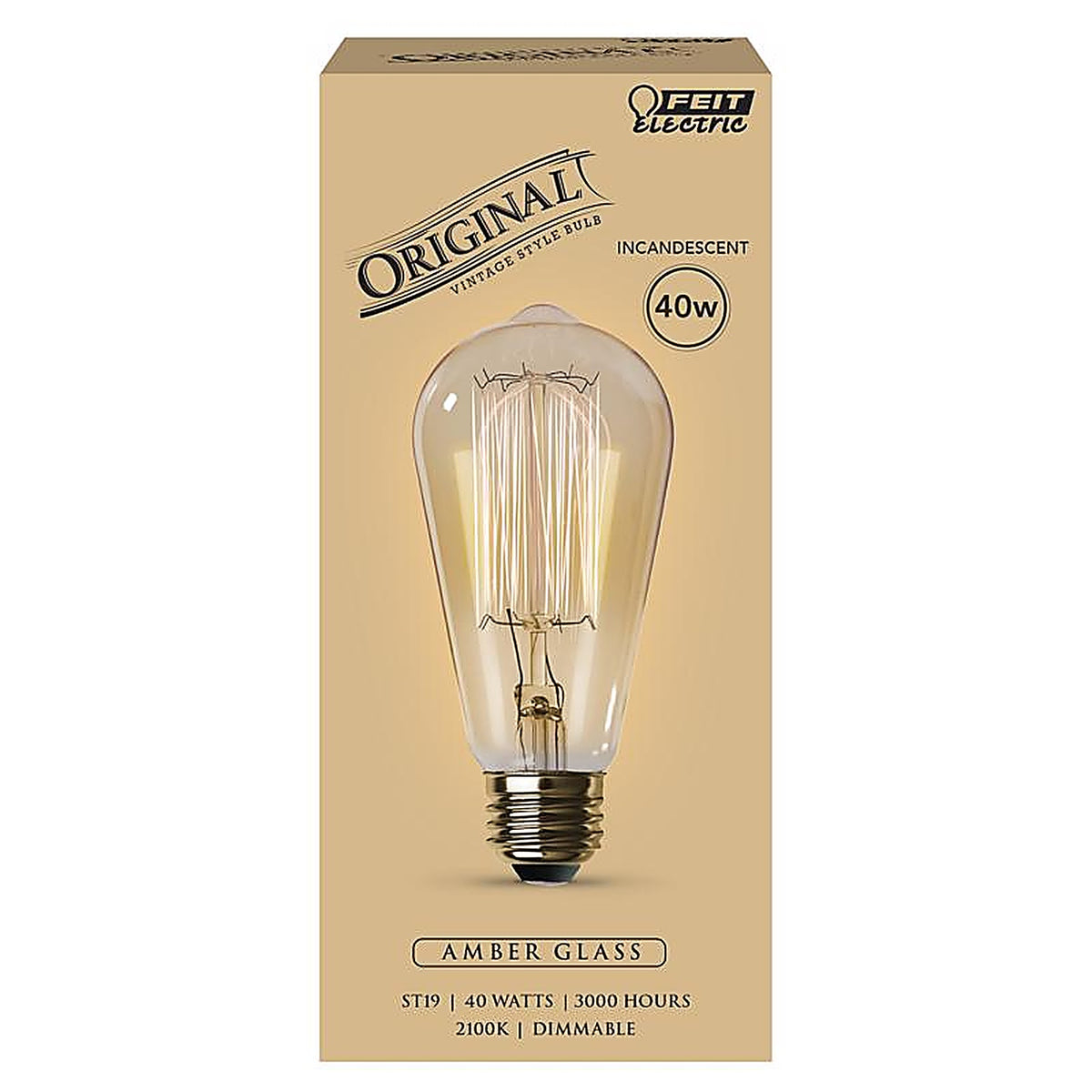 Feit - 40ST19 - The Original 40 W ST19 Vintage Incandescent Bulb E26 (Medium) Soft White 1 pk
