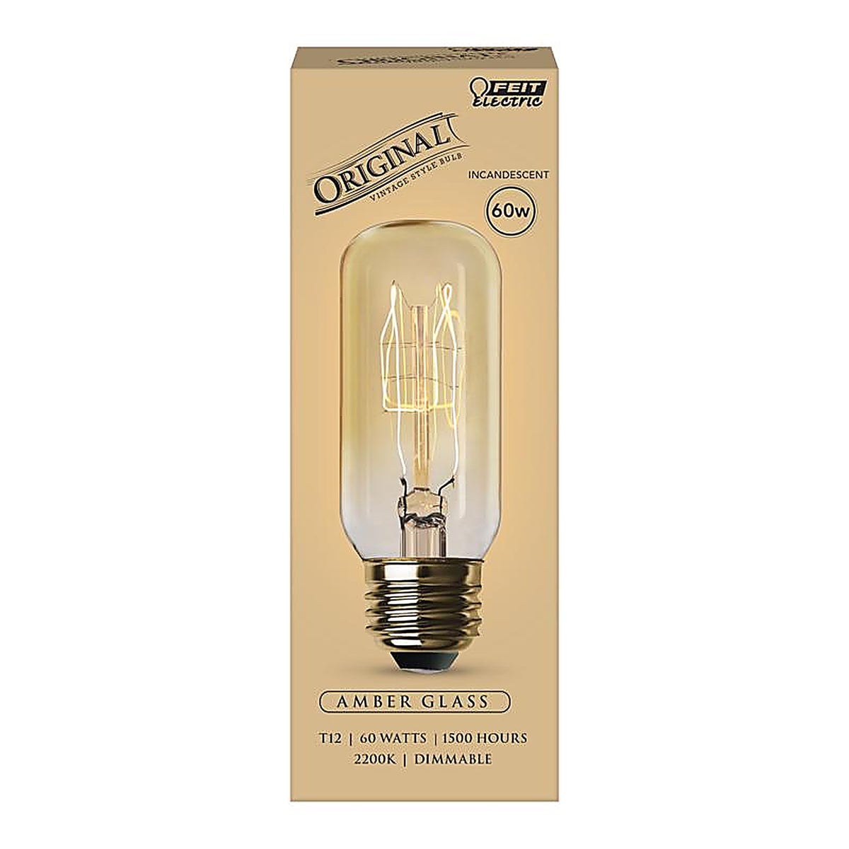 Feit - 60T12 - The Original 60 W T12 Vintage Incandescent Bulb E26 (Medium) Soft White 1 pk