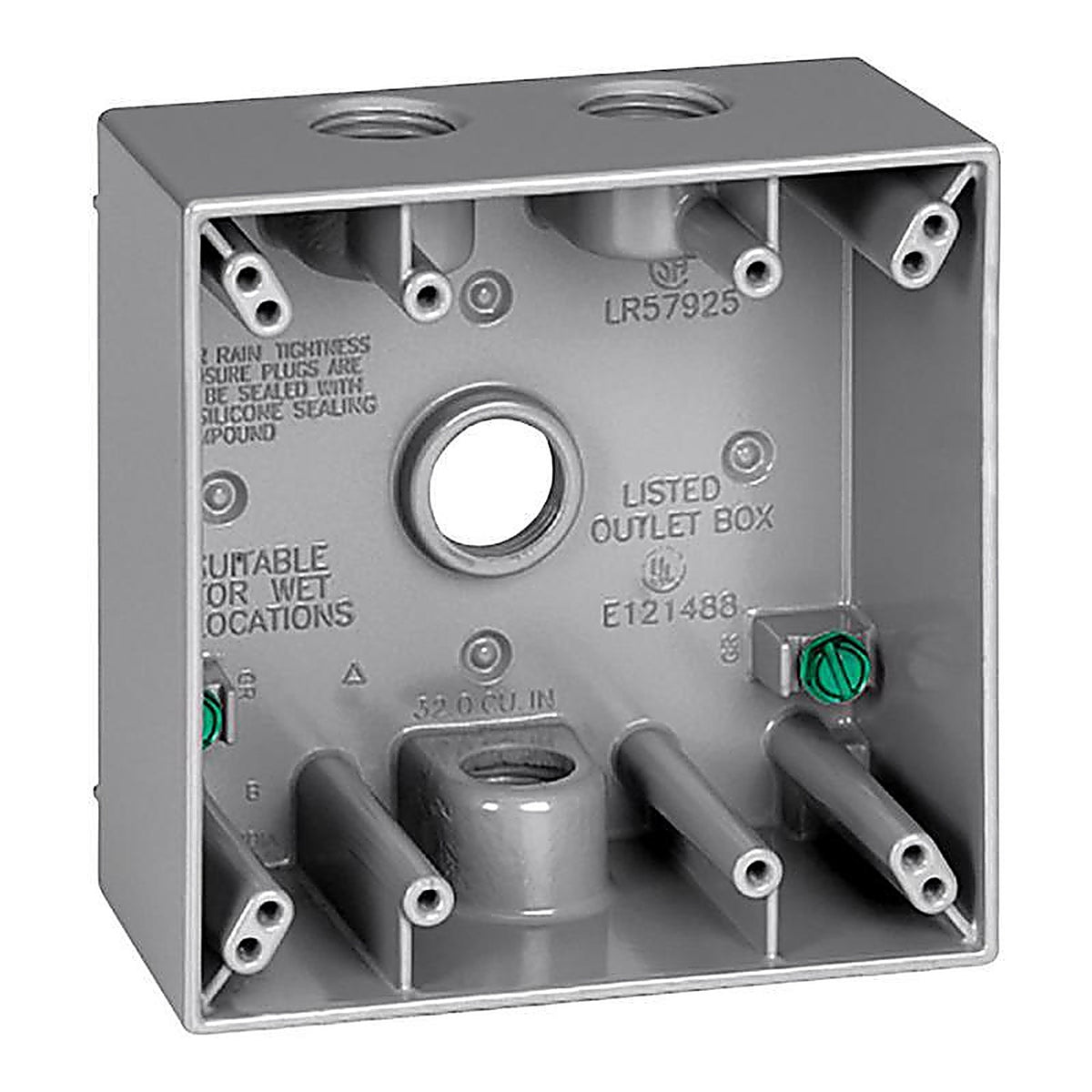 Sigma Electric - 14351 - 4-1/2 in. Square Metallic 2 gang Weatherproof Box Gray