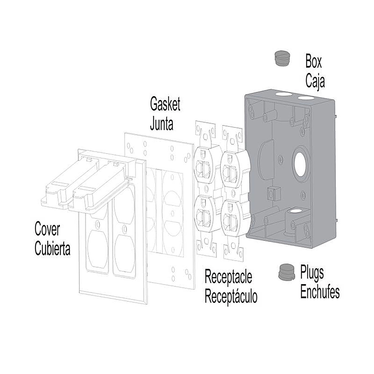 Sigma Electric - 14351 - 4-1/2 in. Square Metallic 2 gang Weatherproof Box Gray