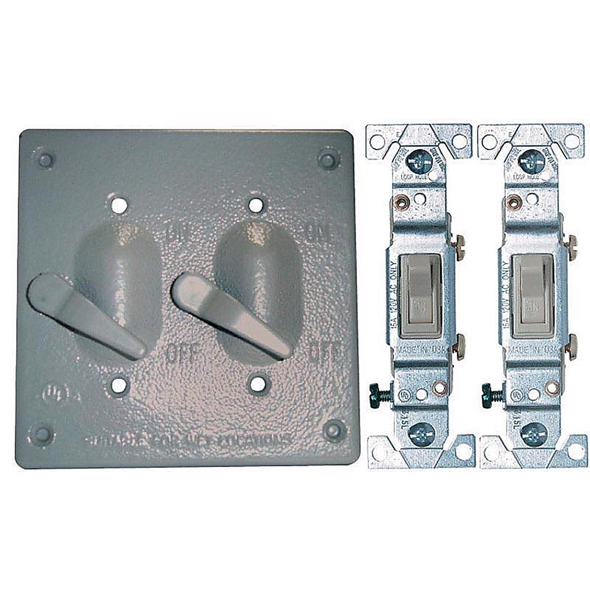 Sigma Electric - 14219 - Square Metal 2 gang Toggle Switch and Cover For Wet Locations