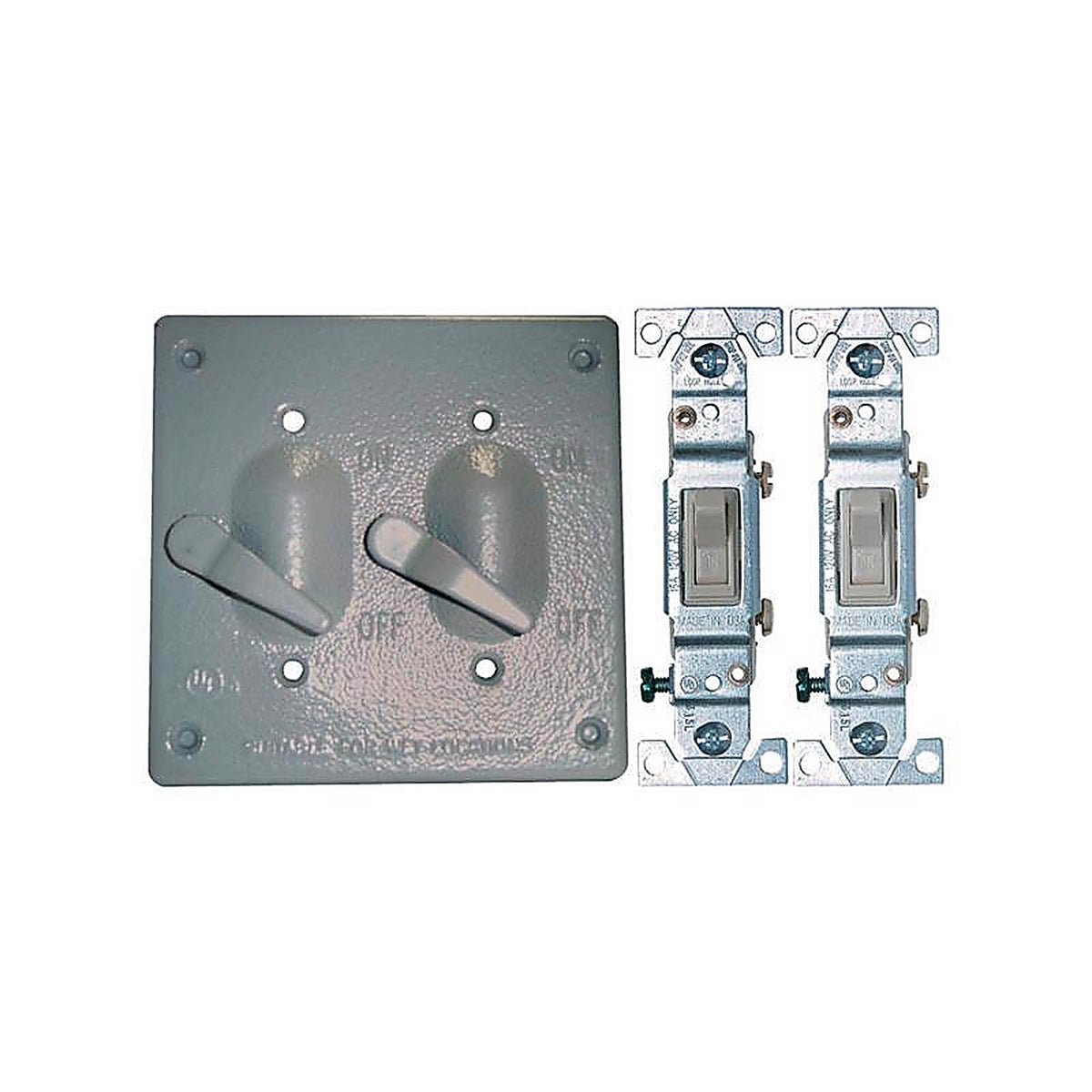 Sigma Electric - 14219 - Square Metal 2 gang Toggle Switch and Cover For Wet Locations