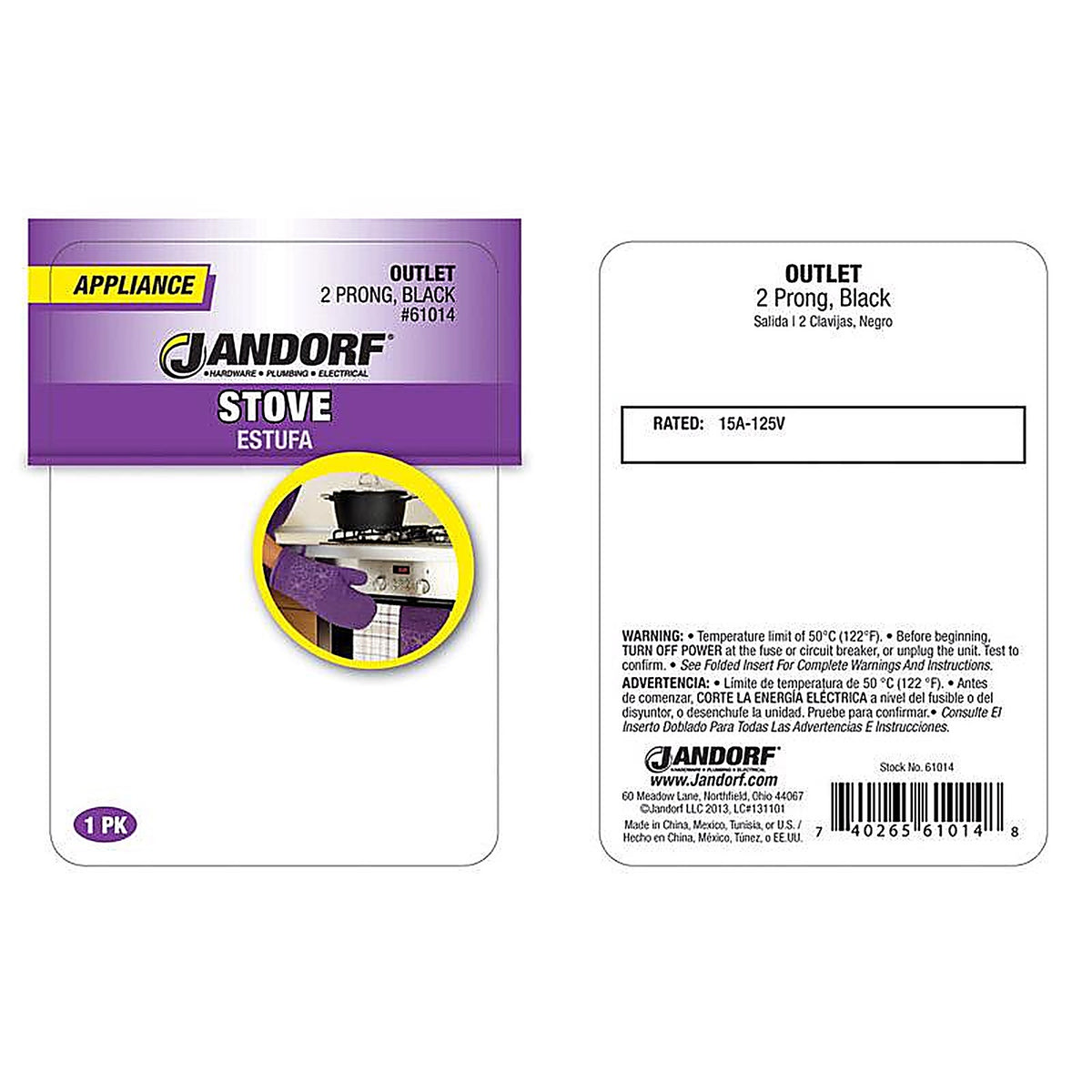 Jandorf - 61014 - 15 amps 125 volt Black Outlet - 1/Pack