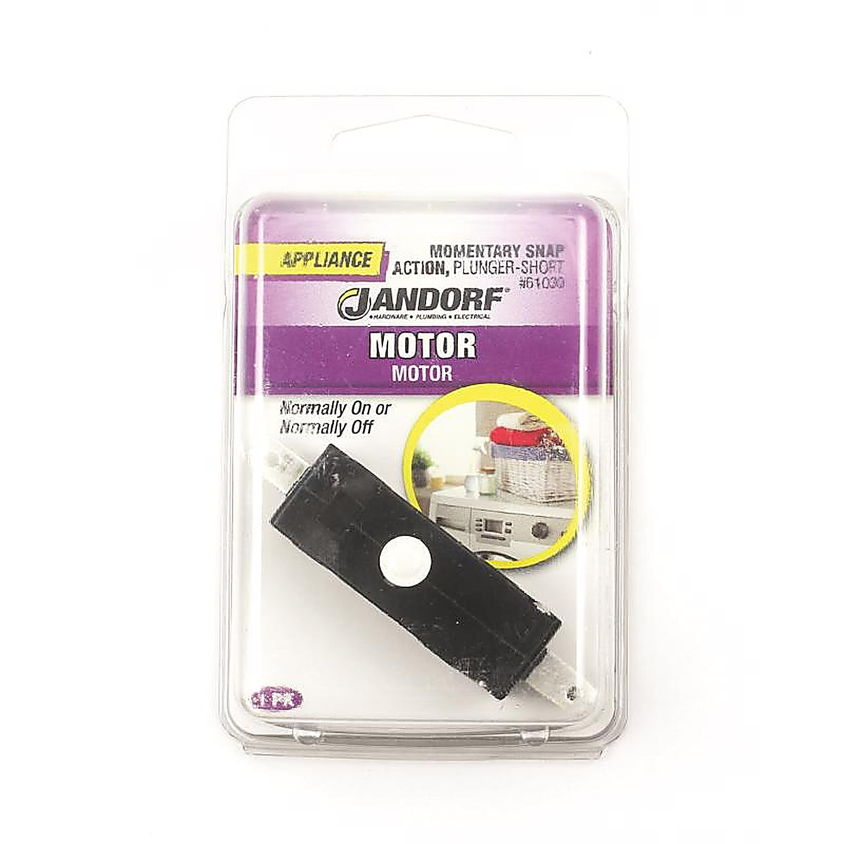 Jandorf - 61030 - 18 amps Single Pole Momentary Appliance Switch Black/Silver 1 pk