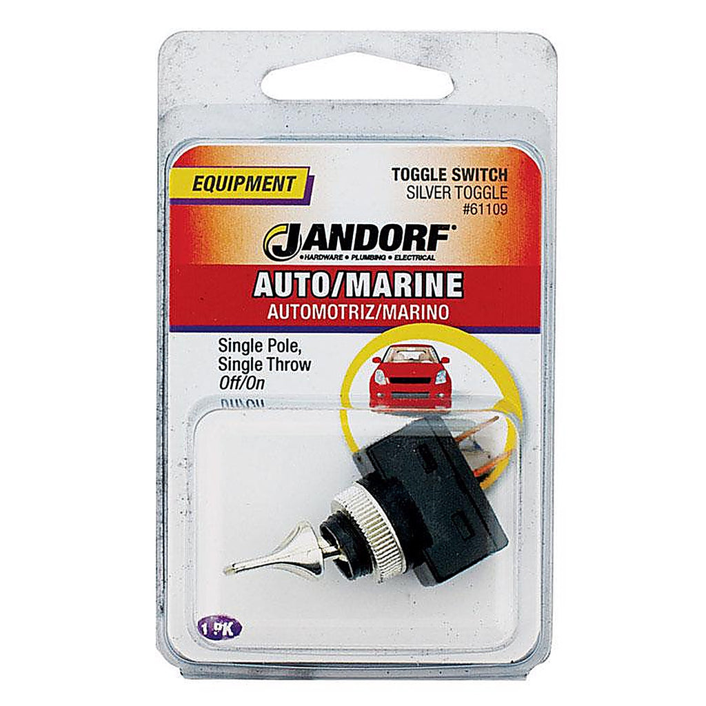 Jandorf - 61109 - 20 amps Single Pole Toggle Automotive/Marine Switch Black/Silver - 1/Pack