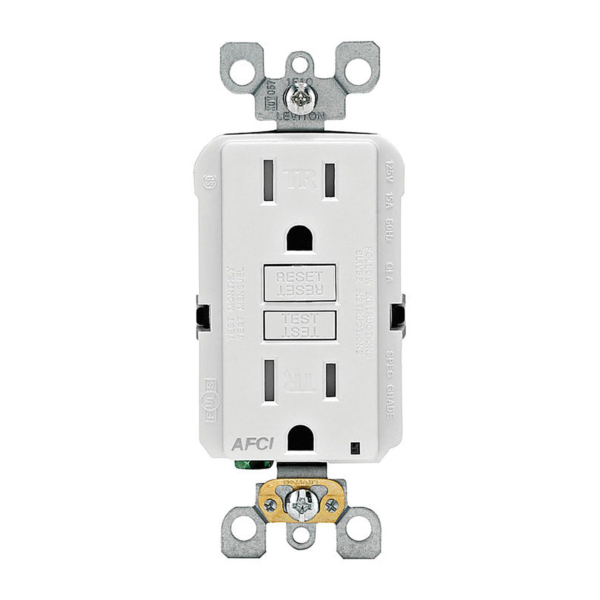 Leviton - R02-AFTR1-0KW - SmartlockPro 15 amps 125 volt Duplex White AFCI Outlet 5-15R - 1/Pack