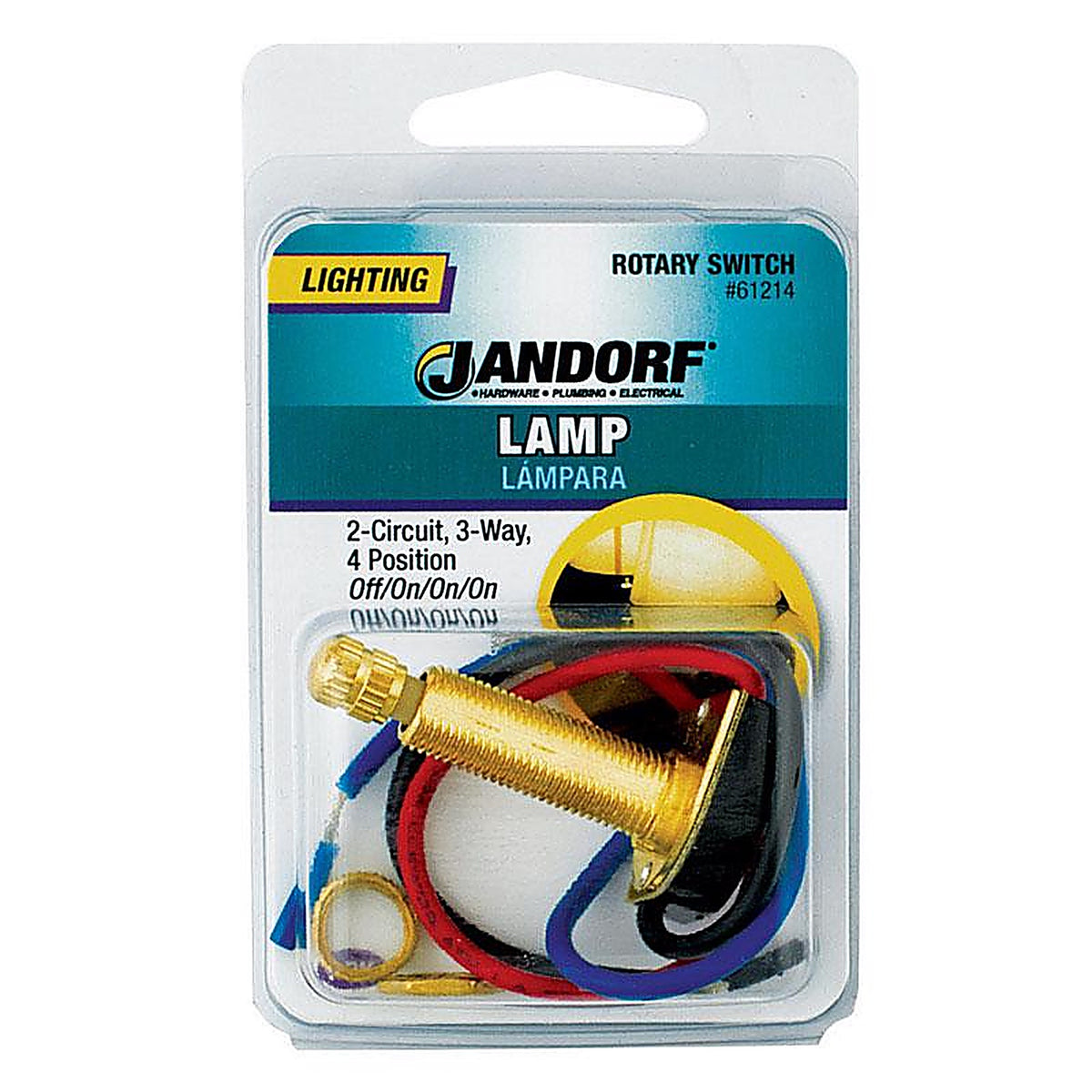 Jandorf - 61214 - 6 amps Single Pole or 3-way Rotary Appliance Switch Brass 1 pk