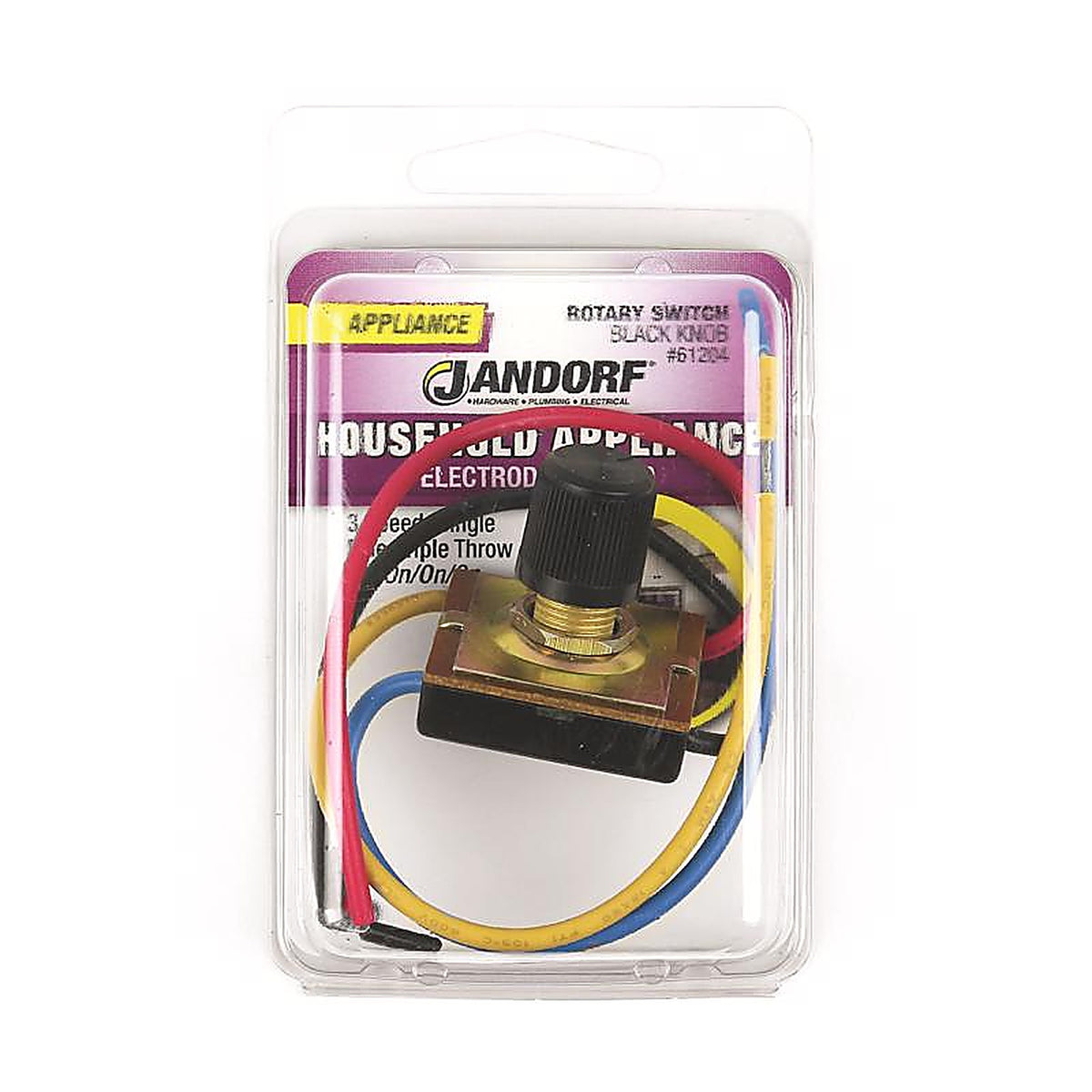 Jandorf - 61204 - 13 amps Single Pole Rotary Appliance Switch Black/Silver - 1/Pack